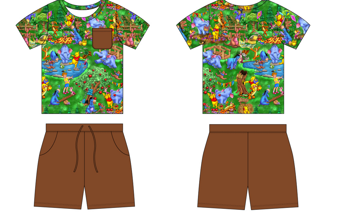 Pooh Picnic 2 Piece Pocket Tee and Shorts (Daywear)