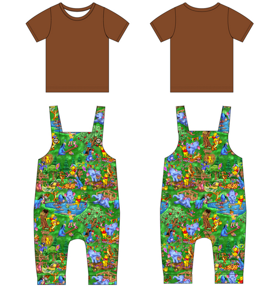 Pooh Picnic Short Sleeve Shirt and Overalls (Daywear)
