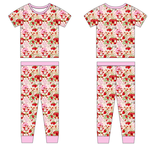 Strawberry Custard 2 Piece Short Sleeve and Pants Pajamas
