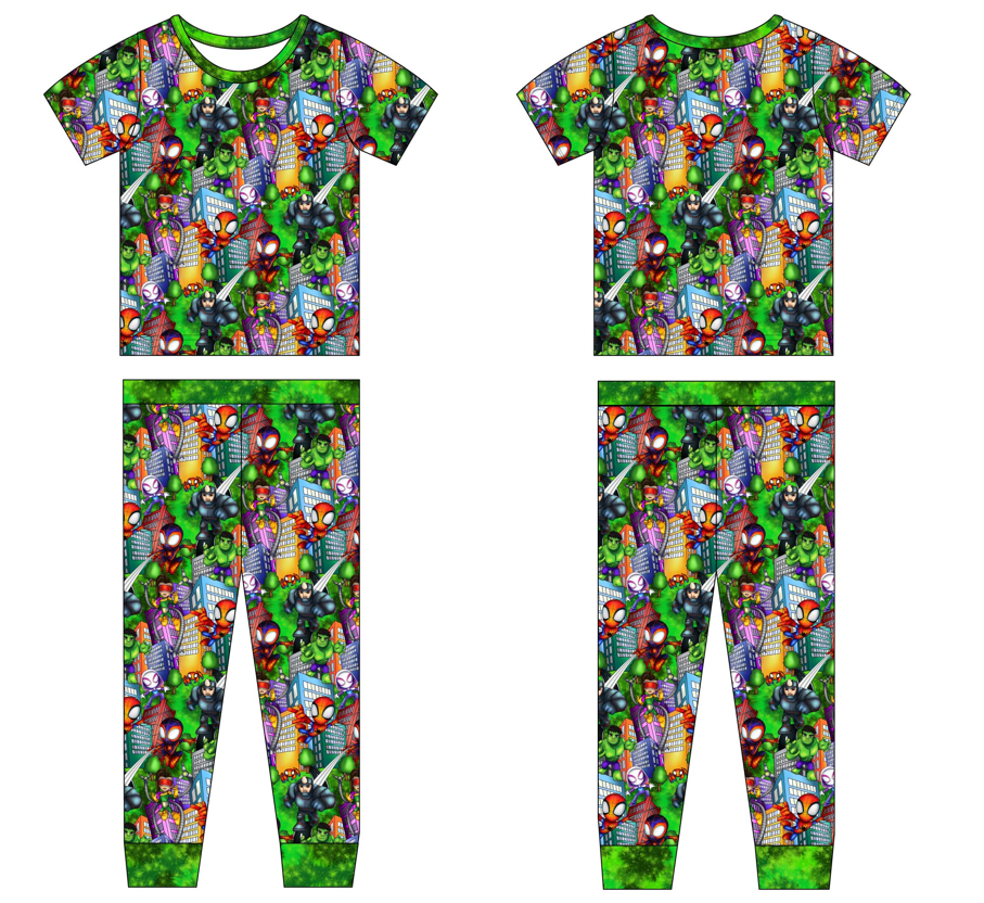 City Heroes 2 Piece Short Sleeve and Pants Pajamas