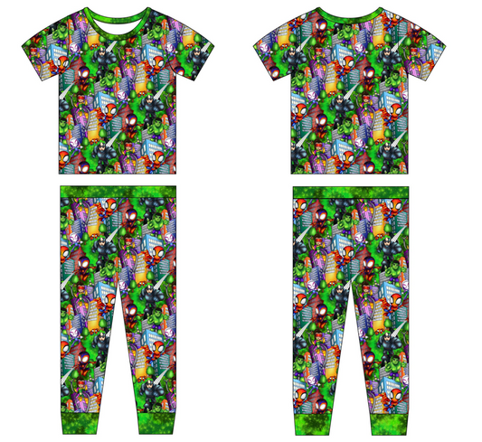 City Heroes 2 Piece Short Sleeve and Pants Pajamas