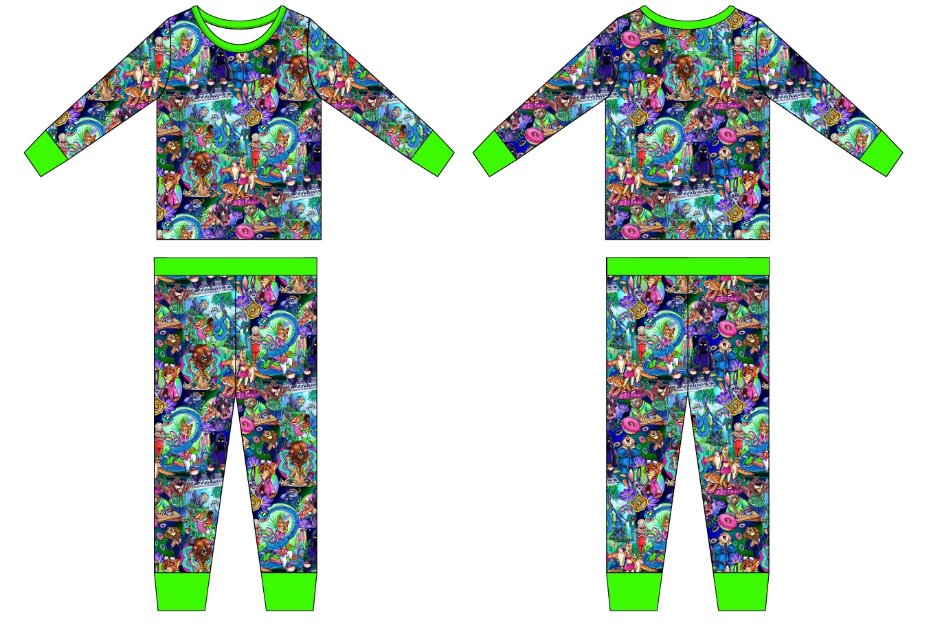 Zoo Friends 2 Piece Long Sleeve and Pants Pajamas