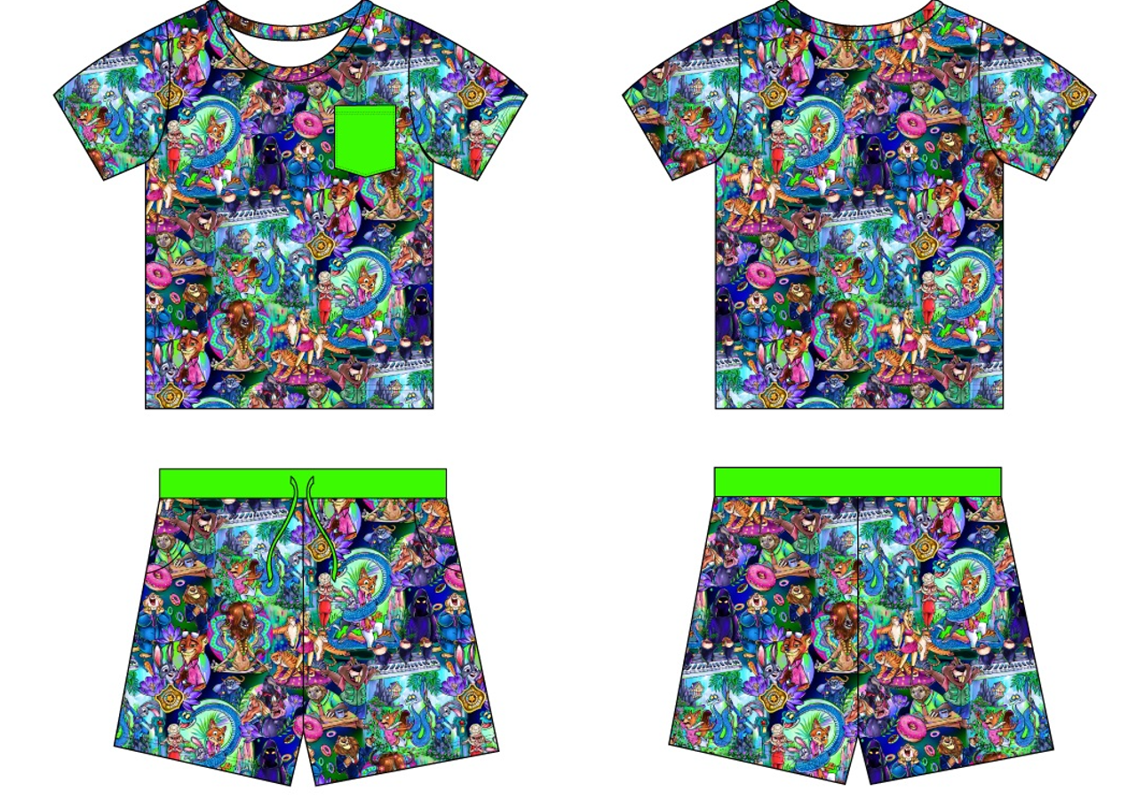 Zoo Friends 2 Piece Pocket Tee and Shorts (Daywear)