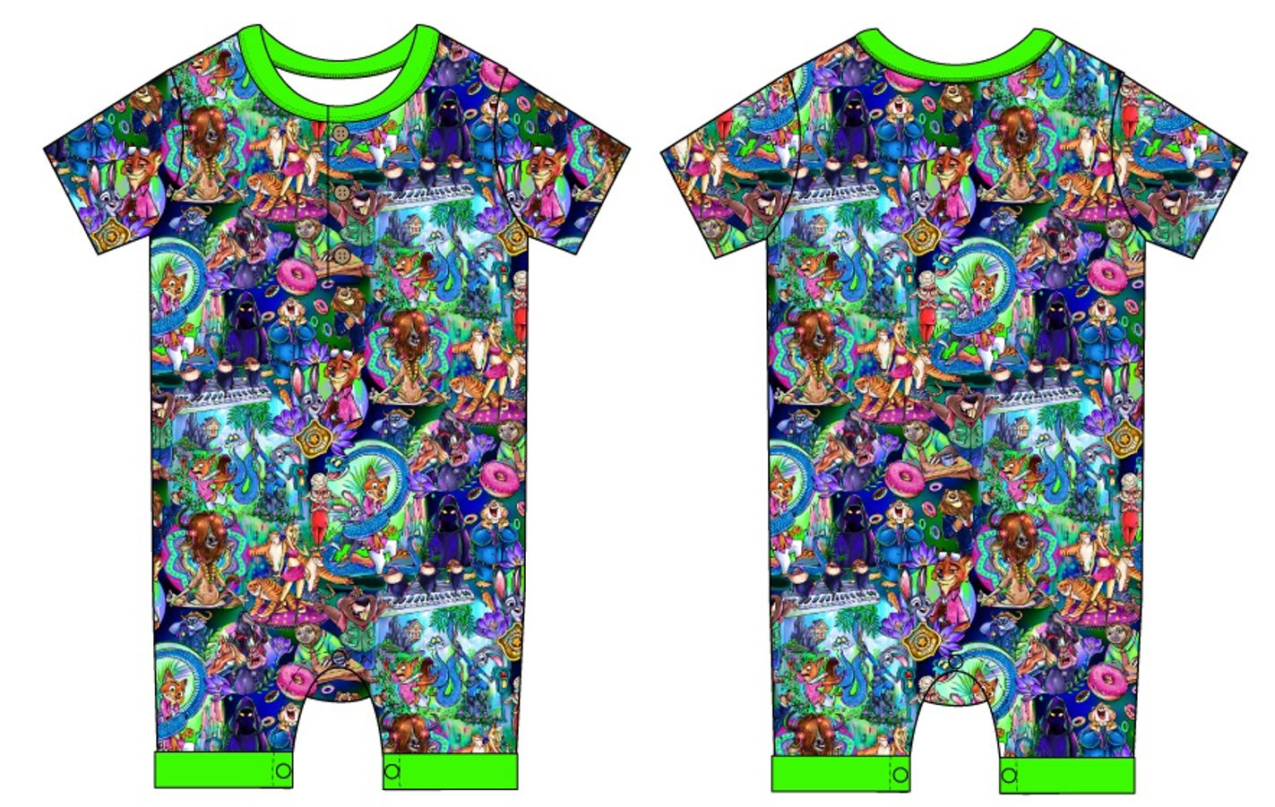 Zoo Friends Shorty with Buttons and Snaps (Daywear)